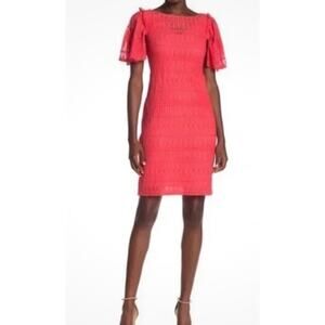 Trina Turk Ellington Lace Knit Dress Coral size Medium